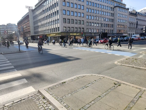 Another view of bicycles in use, in downtown Copenhagen